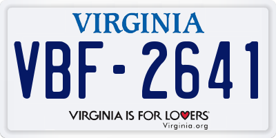 VA license plate VBF2641