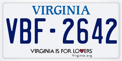 VA license plate VBF2642