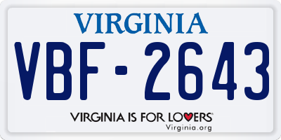 VA license plate VBF2643