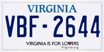 VA license plate VBF2644