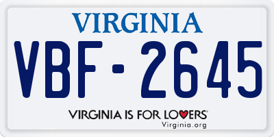 VA license plate VBF2645