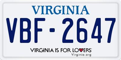 VA license plate VBF2647
