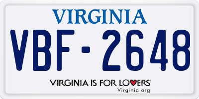 VA license plate VBF2648