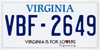 VA license plate VBF2649