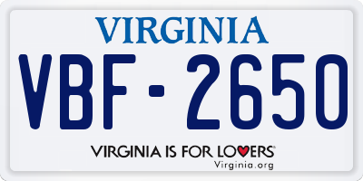 VA license plate VBF2650