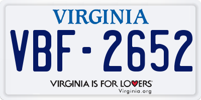 VA license plate VBF2652