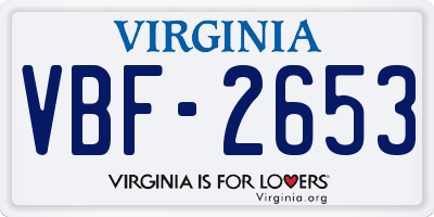 VA license plate VBF2653