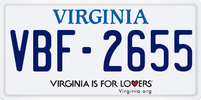 VA license plate VBF2655