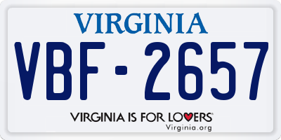 VA license plate VBF2657