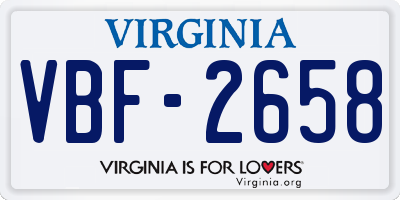 VA license plate VBF2658