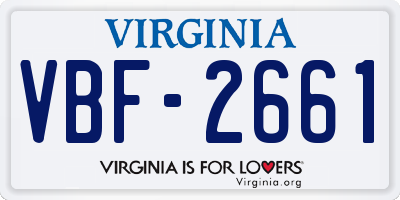 VA license plate VBF2661