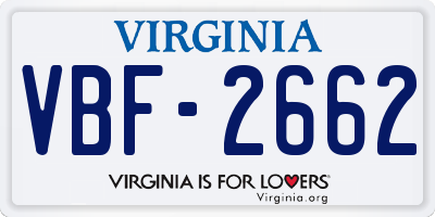 VA license plate VBF2662