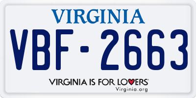 VA license plate VBF2663