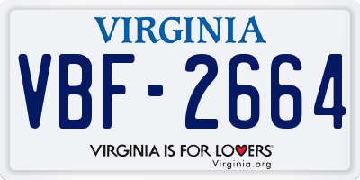 VA license plate VBF2664