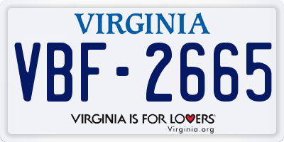 VA license plate VBF2665