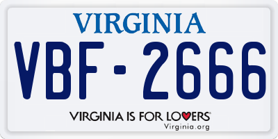 VA license plate VBF2666