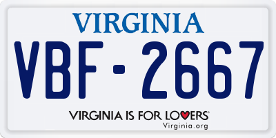 VA license plate VBF2667