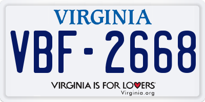 VA license plate VBF2668