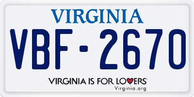 VA license plate VBF2670