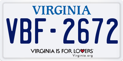 VA license plate VBF2672