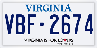 VA license plate VBF2674