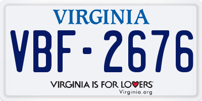 VA license plate VBF2676