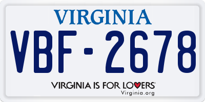 VA license plate VBF2678
