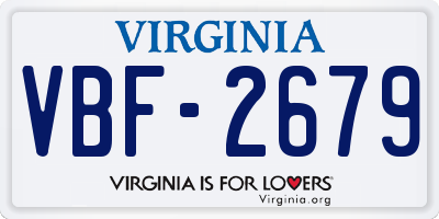 VA license plate VBF2679