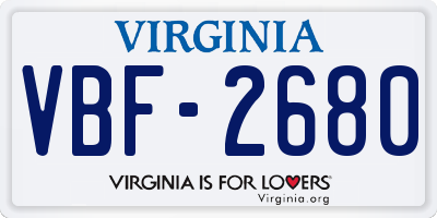 VA license plate VBF2680