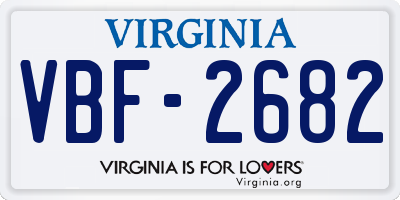 VA license plate VBF2682