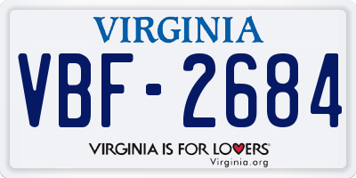 VA license plate VBF2684