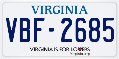 VA license plate VBF2685