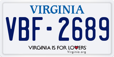 VA license plate VBF2689