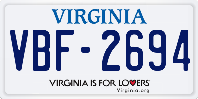 VA license plate VBF2694