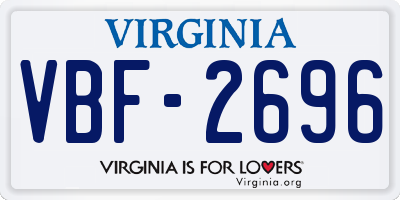 VA license plate VBF2696