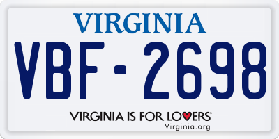 VA license plate VBF2698