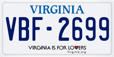 VA license plate VBF2699