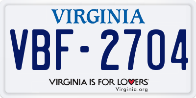 VA license plate VBF2704