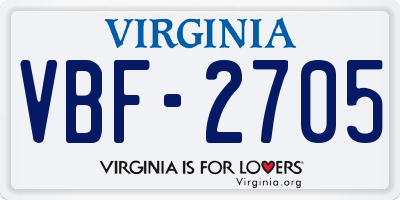 VA license plate VBF2705