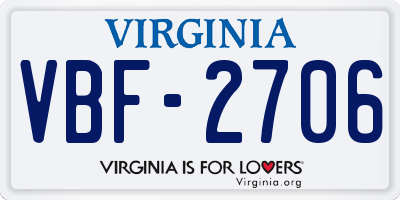 VA license plate VBF2706