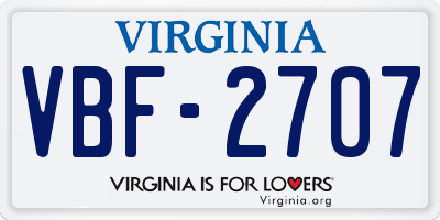 VA license plate VBF2707