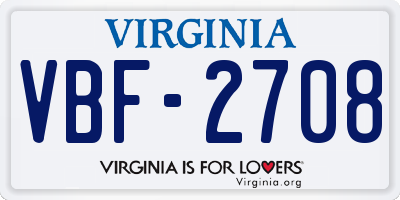 VA license plate VBF2708