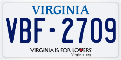 VA license plate VBF2709