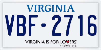 VA license plate VBF2716