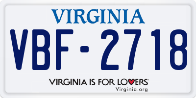 VA license plate VBF2718