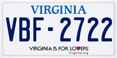 VA license plate VBF2722