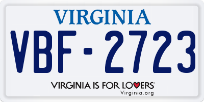 VA license plate VBF2723
