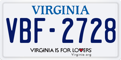 VA license plate VBF2728