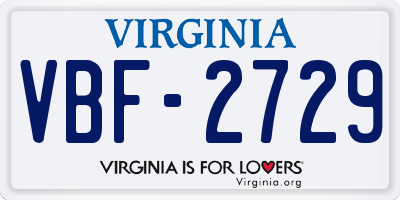 VA license plate VBF2729