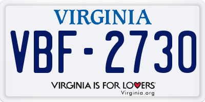 VA license plate VBF2730